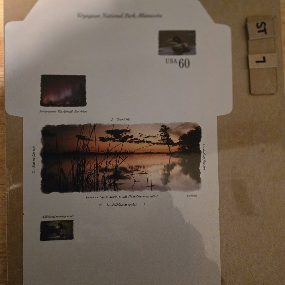 USA 60 Voyagers National Park, Minnesota Sealed Aerogramme